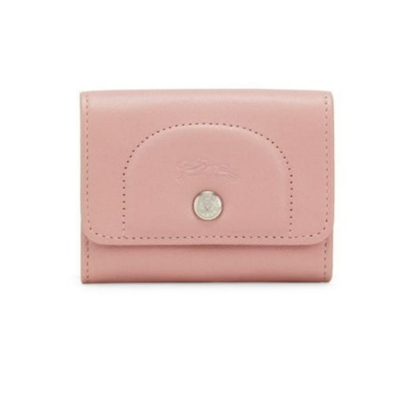 Longchamp Pink Le Pliage Cuir Leather Card Holder